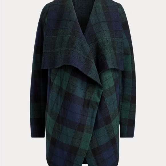 Lauren Ralph Lauren Wool Plaid Shawl Sweater - Picture 10 of 10